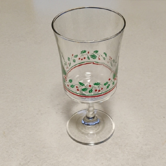 Vintage Other - Vintage Collectable Festive Glass Goblet with Holly Design